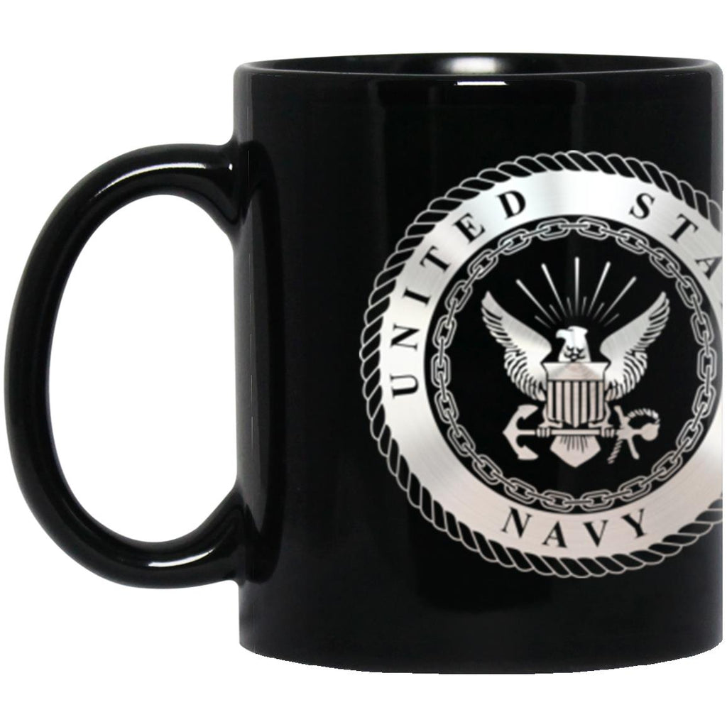 US Navy O-10 Admiral O10 ADM Flag Officer Metallic Silver Effect 11oz - 15oz Black Mug