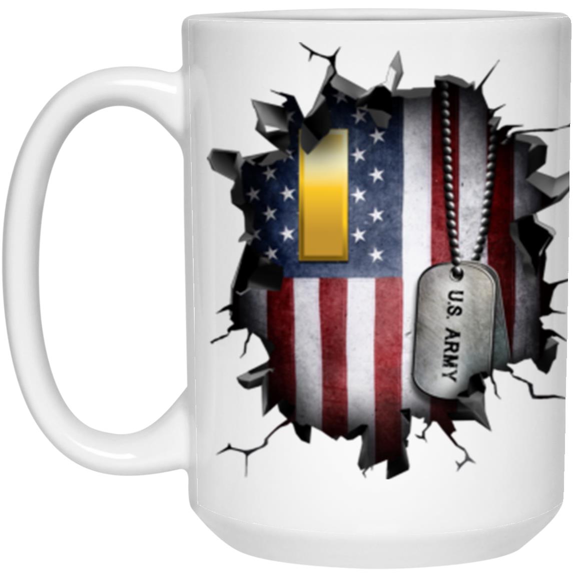 US Army O-1 Second Lieutenant O1 2LT Commissioned Officer Ranks 3D Break Effect 11oz - 15oz White Mug