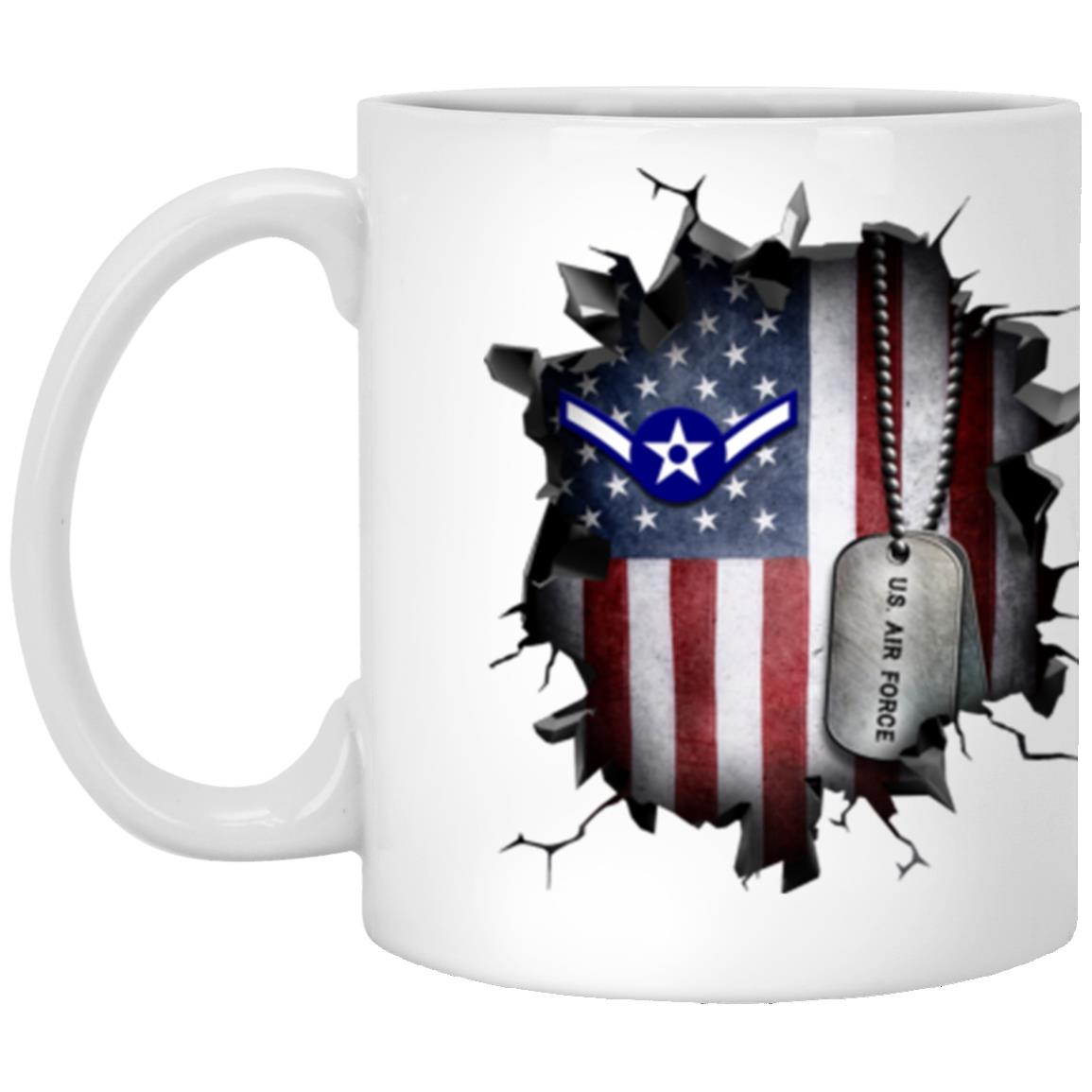 US Air Force E-2 Airman Amn E2 Ranks Enlisted Airman Rank 3D Break Effect Coffee Mug 11oz - 15oz White Mug