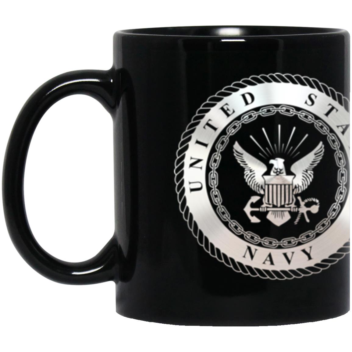 US Navy Damage Controlman Navy DC Metallic Silver Effect 11oz - 15oz Black Mug