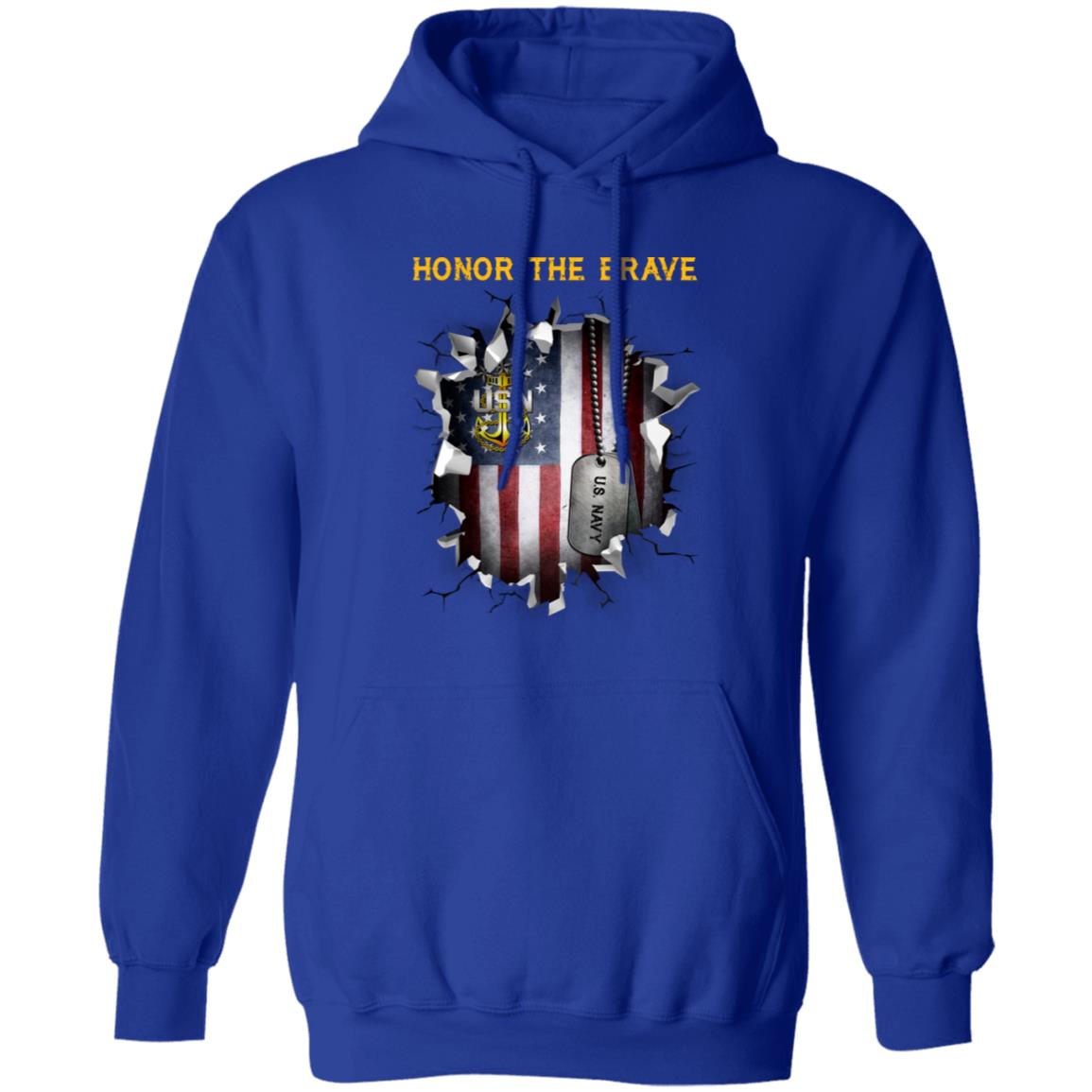 US Navy E-9 Master Chief Petty Officer Of The Navy E9 MCPON Senior Enlisted Advisor Collar Device - Honor The Brave Front Shirt