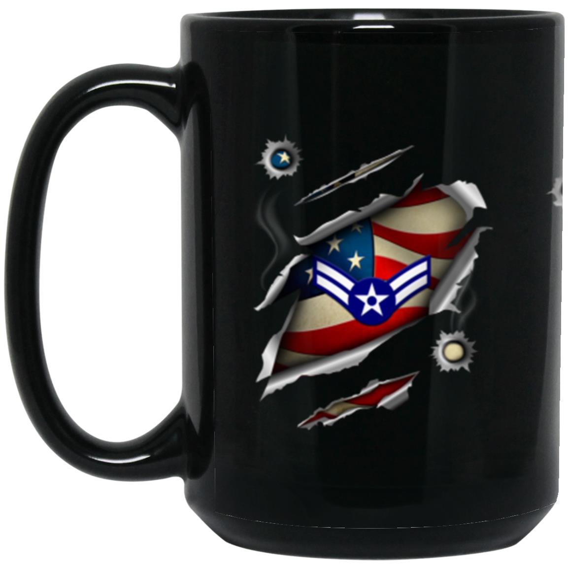 US Air Force E-3 Airman First Class A1C E3 Ranks Enlisted Airman AF Rank 11oz - 15oz Black Mug