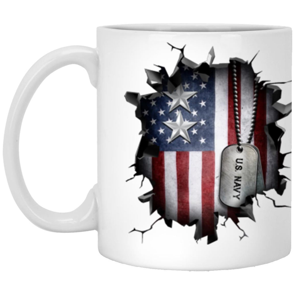 US Navy O-8 Rear Admiral O8 RADM Flag Officer  3D Break Effect Coffee Mug 11oz - 15oz White Mug