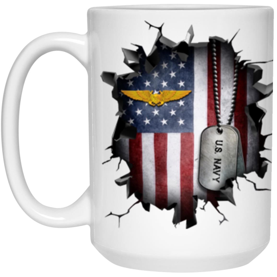 US Navy Naval Astronaut Flight Officer 3D Break Effect Coffee Mug 11oz - 15oz White Mug