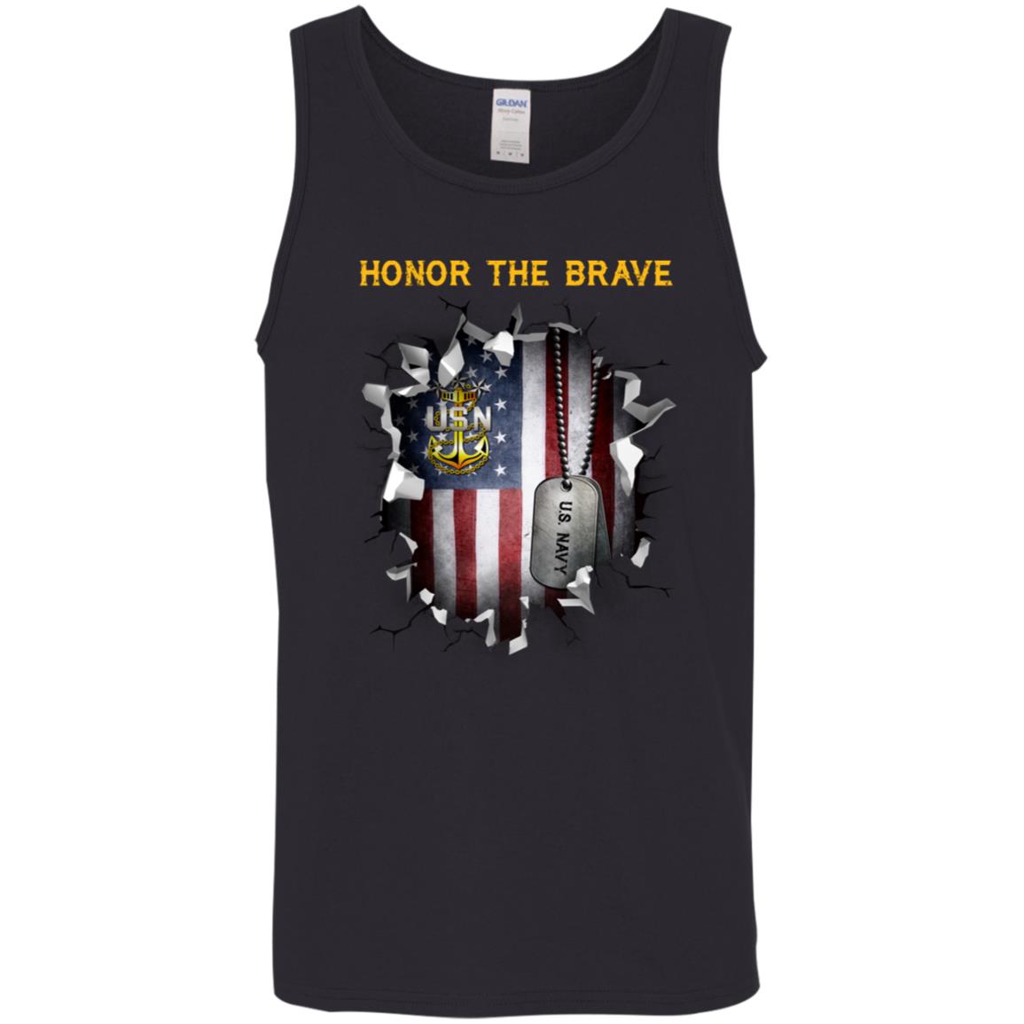 US Navy E-9 Master Chief Petty Officer Of The Navy E9 MCPON Senior Enlisted Advisor Collar Device - Honor The Brave Front Shirt