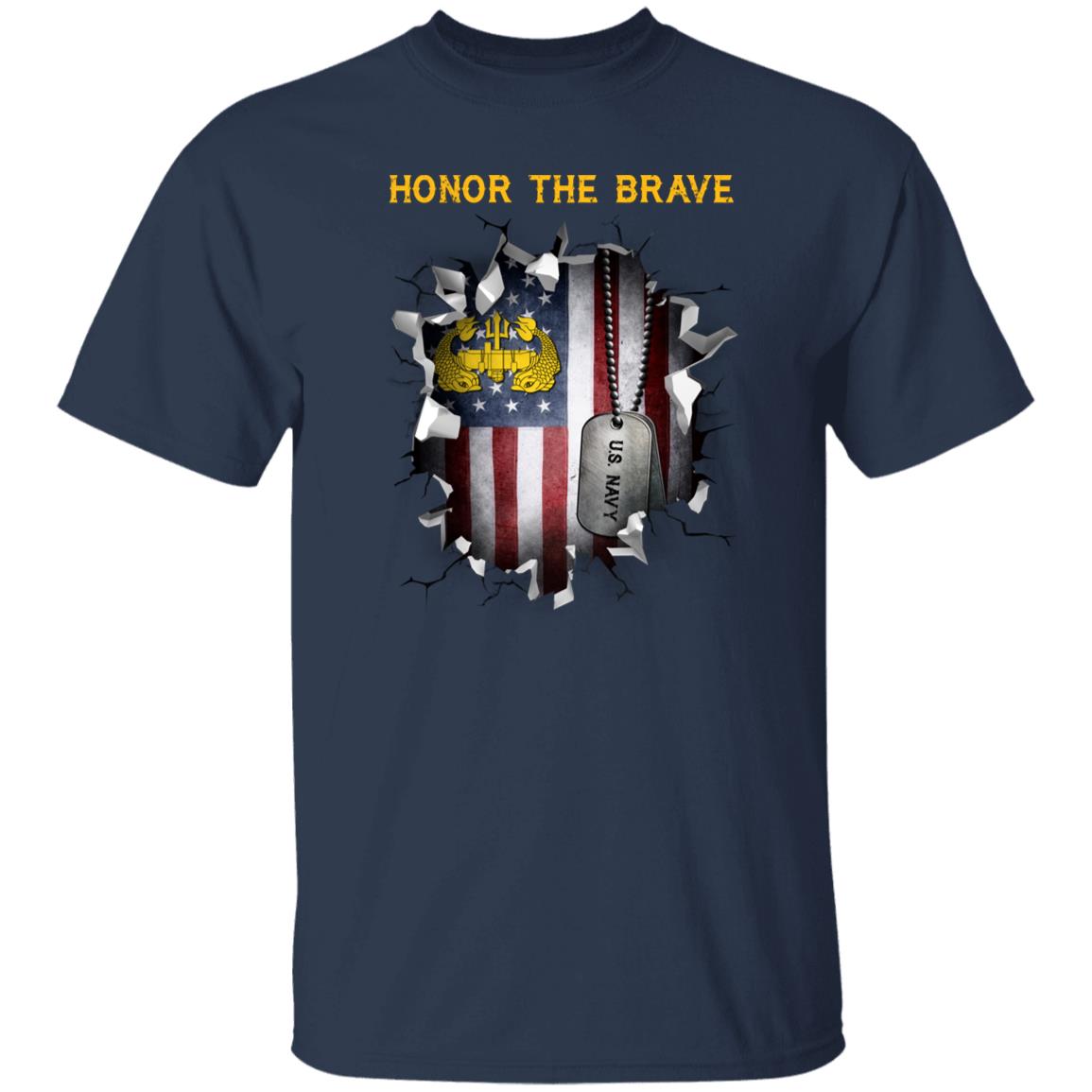 US Navy Deep Submergence Officer Badge - Honor The Brave Front Shirt