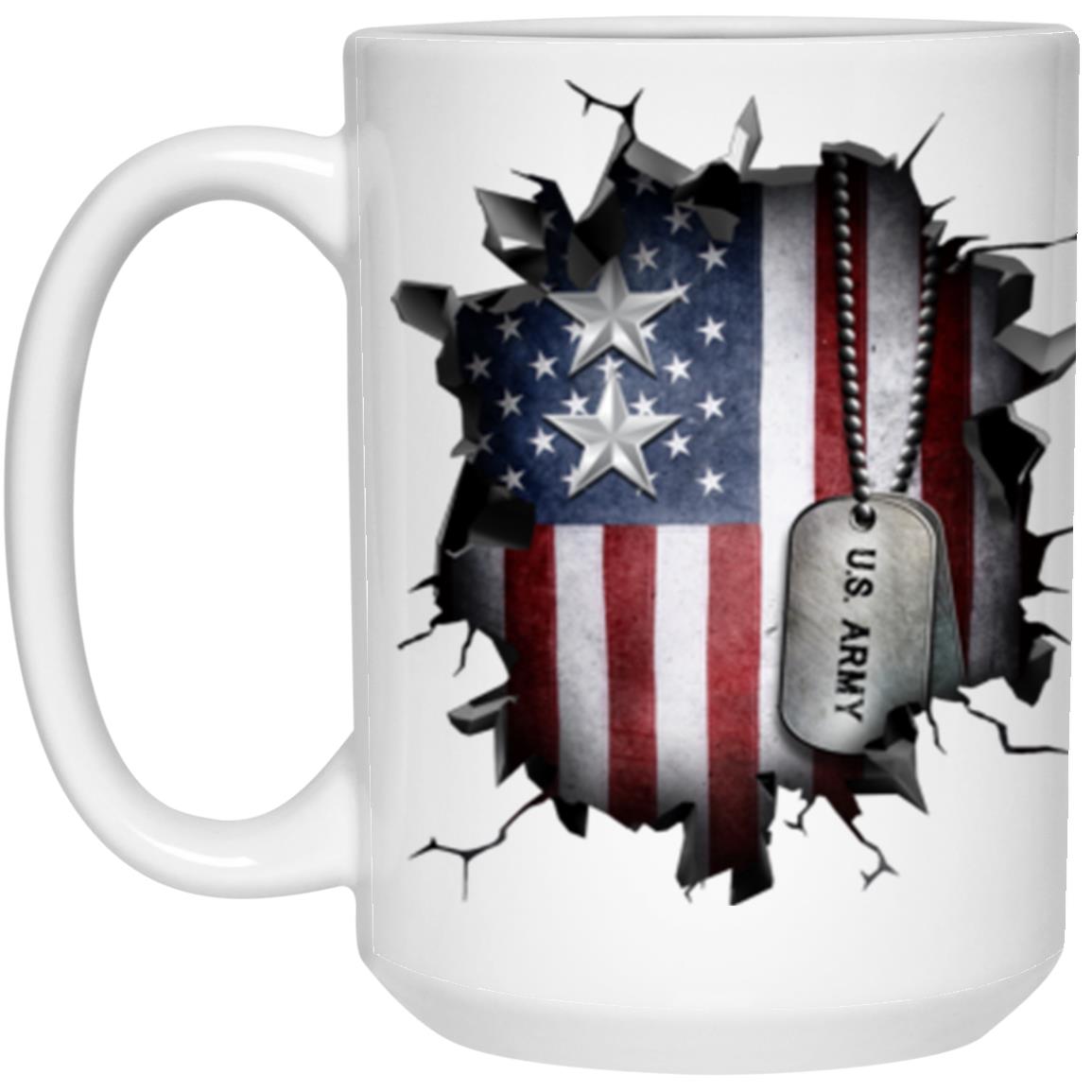 US Army O-8 Major General O8 MG General Officer Ranks 3D Break Effect 11oz - 15oz White Mug