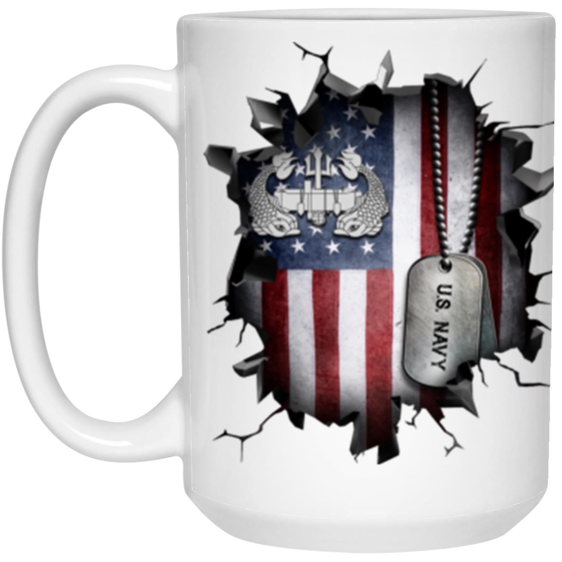 US Navy Deep Submergence Enlisted Badge 3D Break Effect Coffee Mug 11oz - 15oz White Mug