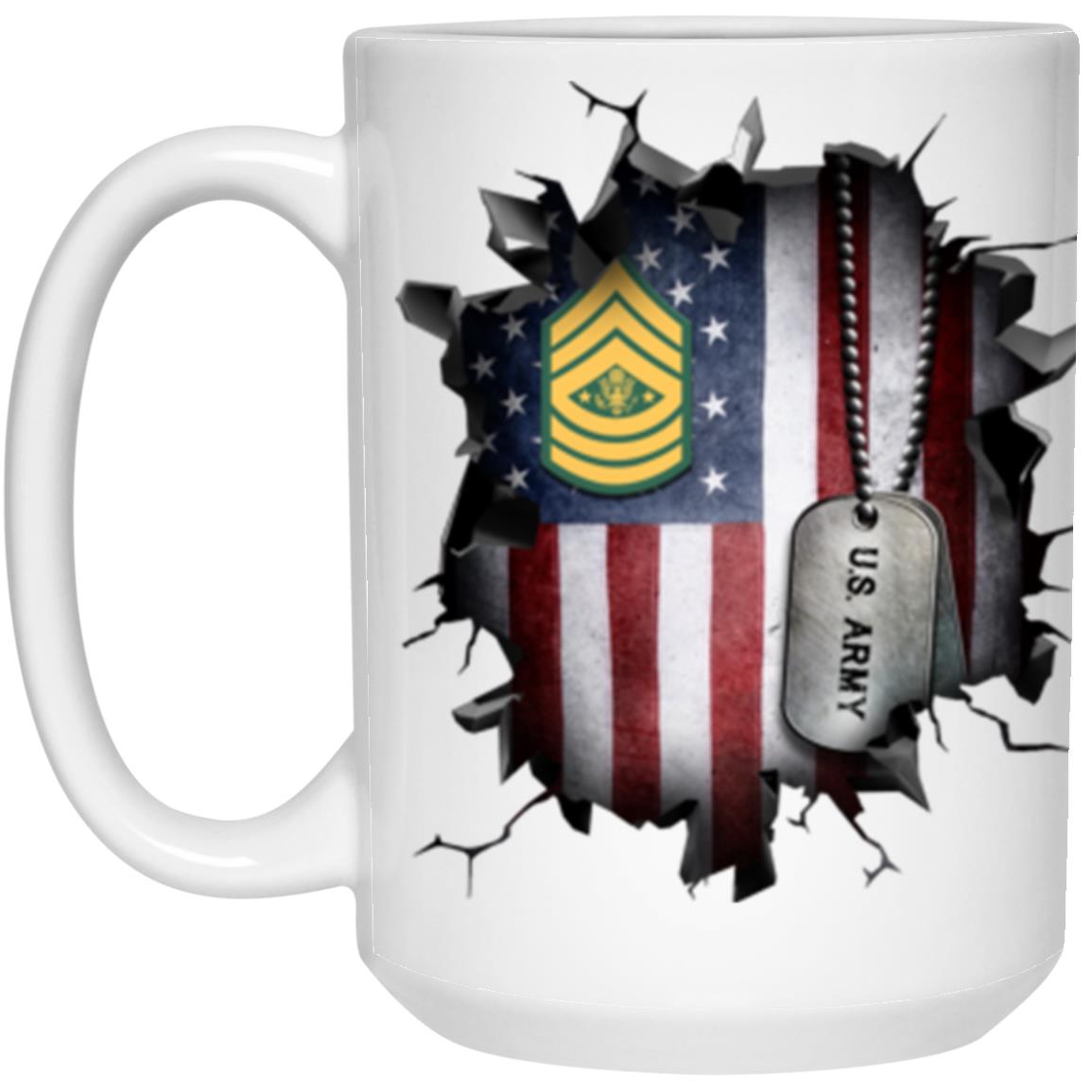 US Army E-9 Sergeant Major of the Army E9 SMA Noncommissioned Officer 3D Break Effect 11oz - 15oz White Mug