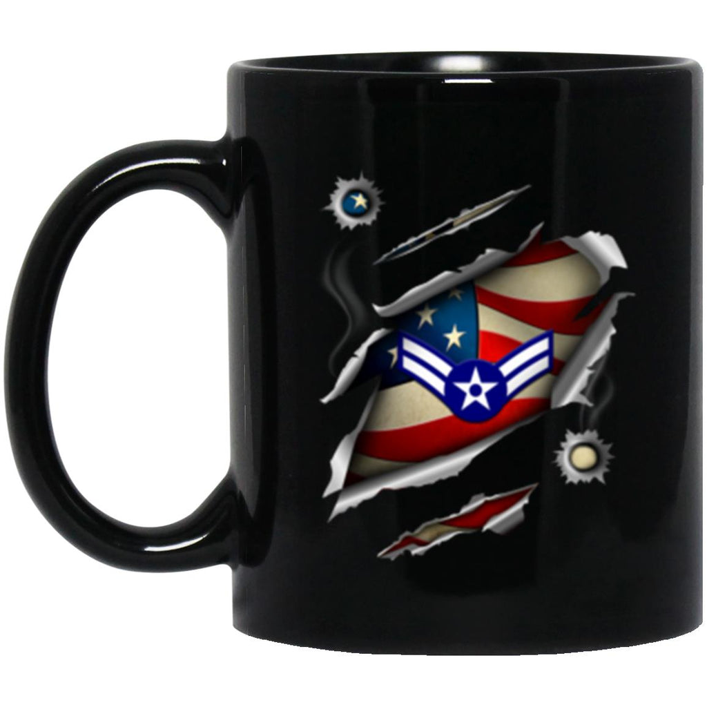 US Air Force E-3 Airman First Class A1C E3 Ranks Enlisted Airman AF Rank 11oz - 15oz Black Mug