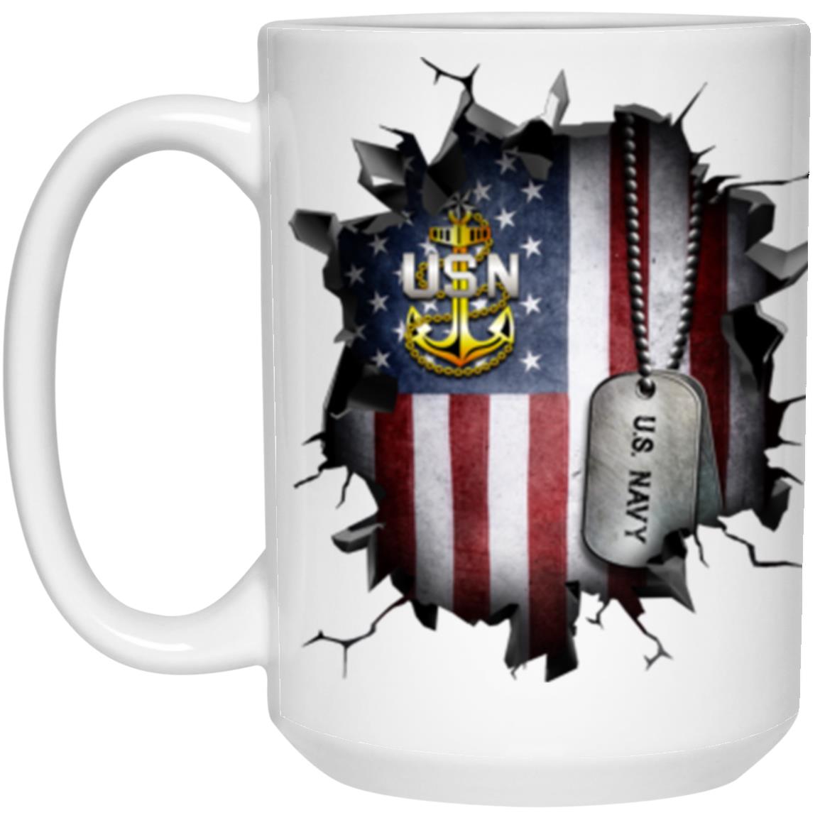 US Navy E-8 Senior Chief Petty Officer E8 SCPO Senior Noncommissioned Officer Collar Device 3D Break Effect Coffee Mug 11oz - 15oz White Mug