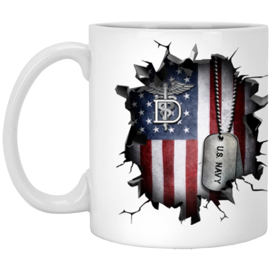 US Navy Dental Technician Navy DT 3D Break Effect 11oz - 15oz White Mug