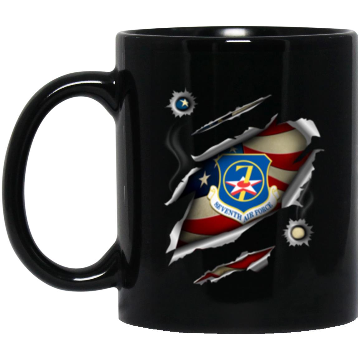 US Air Force Seventh Air Force 3D Bullet Holes Effect 11oz - 15oz Black Mug