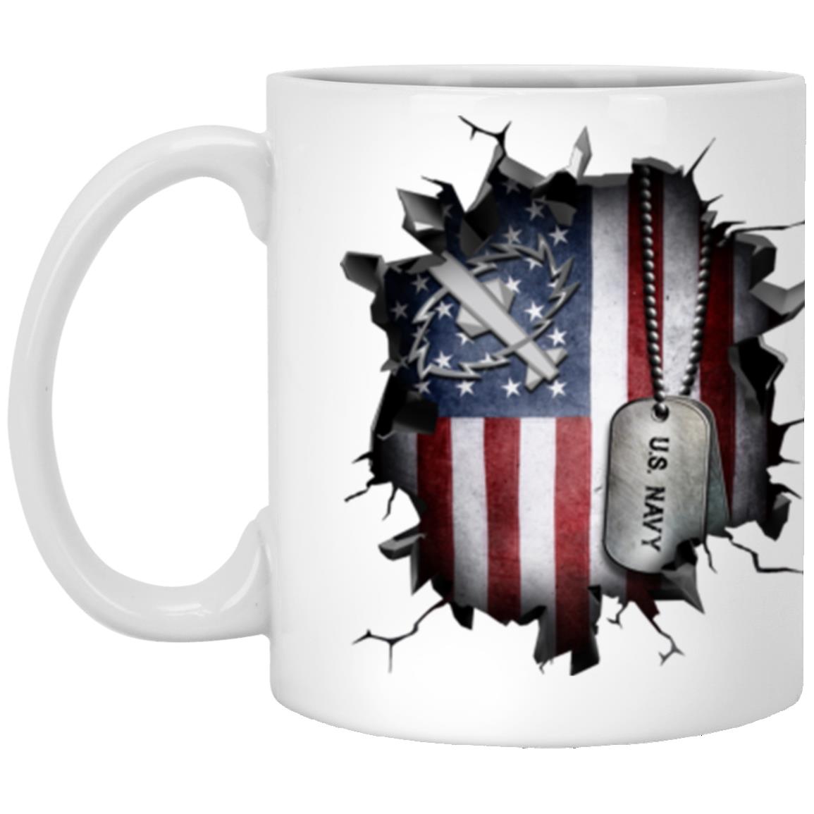 US Navy Missile Technician Navy MT 3D Break Effect 11oz - 15oz White Mug