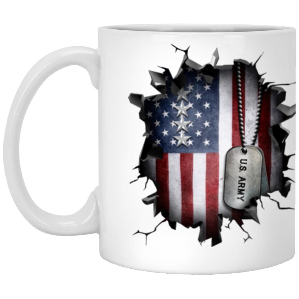 US Army O-10 General O10 GEN General Officer Ranks 3D Break Effect 11oz - 15oz White Mug