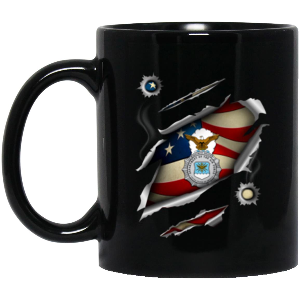 US Security Police 3D Bullet Holes Effect 11oz - 15oz Black Mug