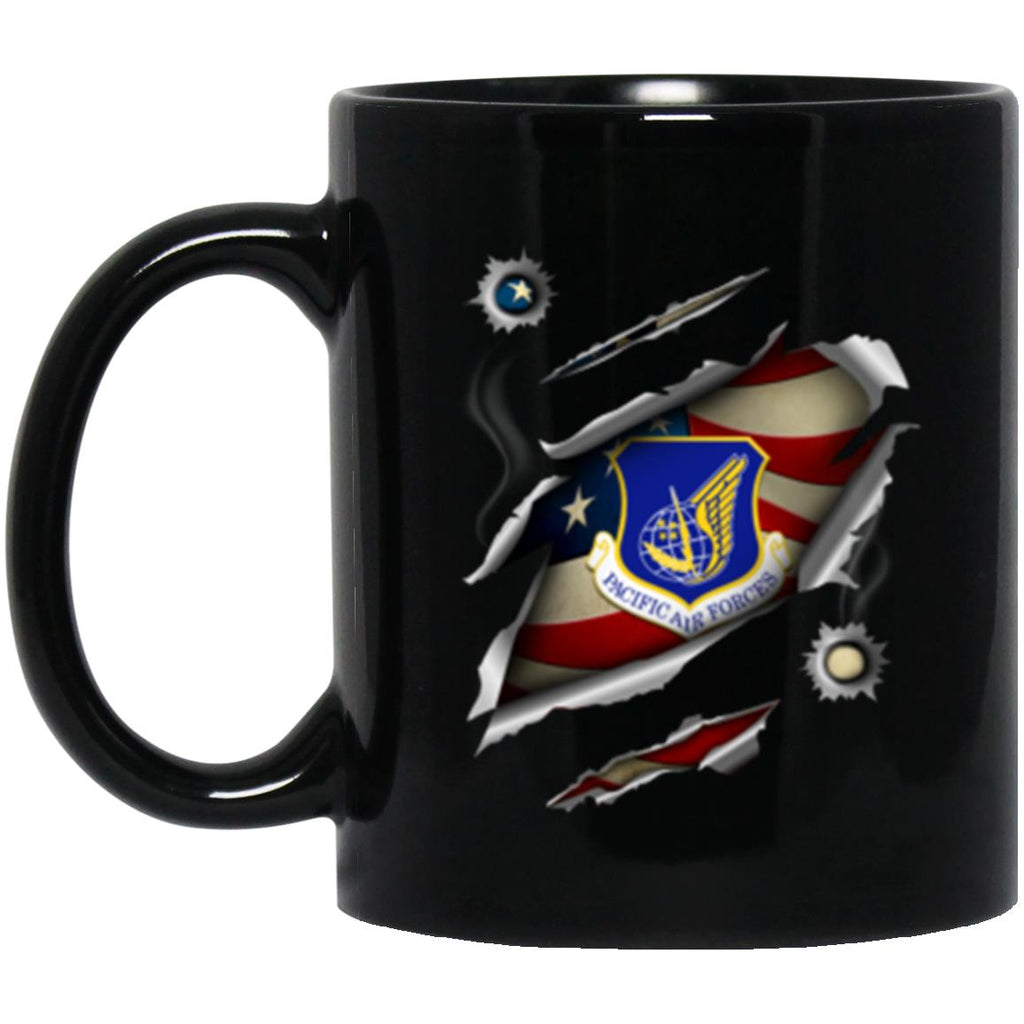 US Air Force Pacific Air Forces 3D Bullet Holes Effect 11oz - 15oz Black Mug