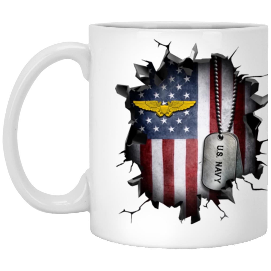 US Navy Naval Flight Officer 3D Break Effect Coffee Mug 11oz - 15oz White Mug