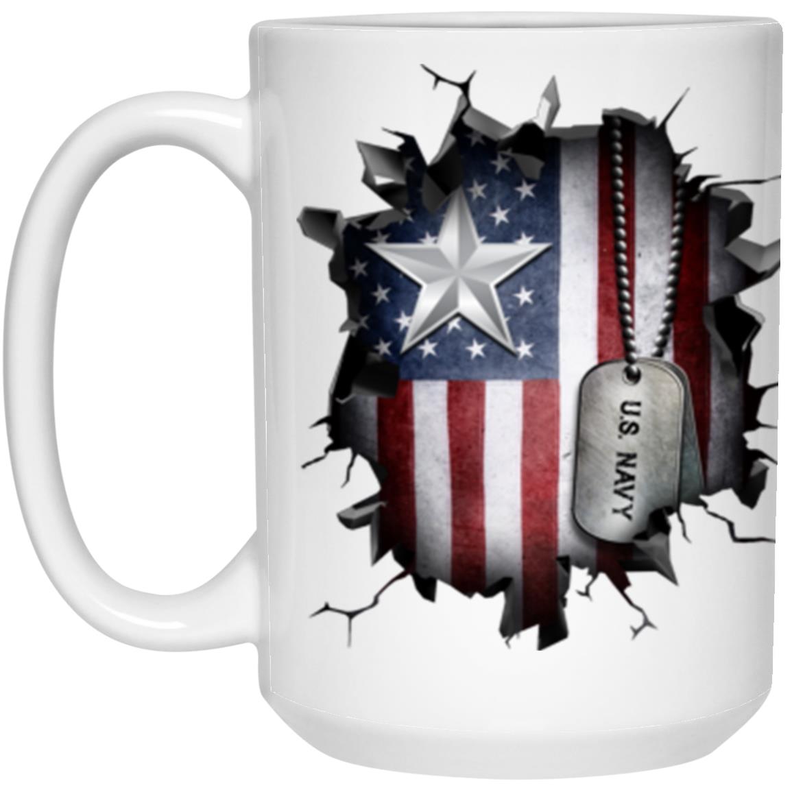 US Navy O-7 Rear Admiral Lower Half O7 RDML Flag Officer 3D Break Effect Coffee Mug 11oz - 15oz White Mug