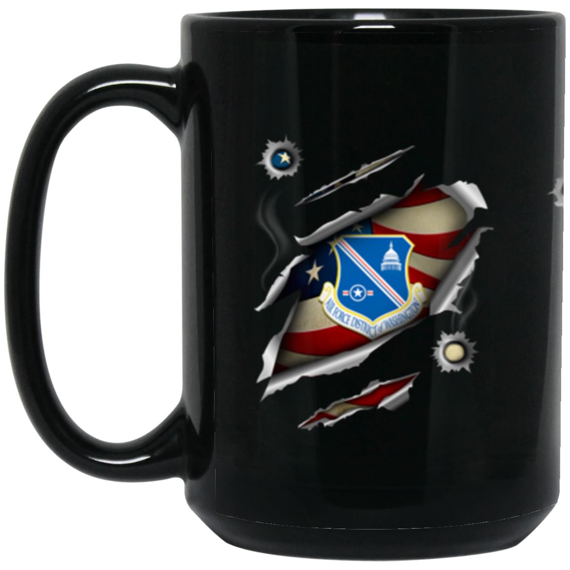 US Air Force District of Washington 3D Bullet Holes Effect 11oz - 15oz Black Mug