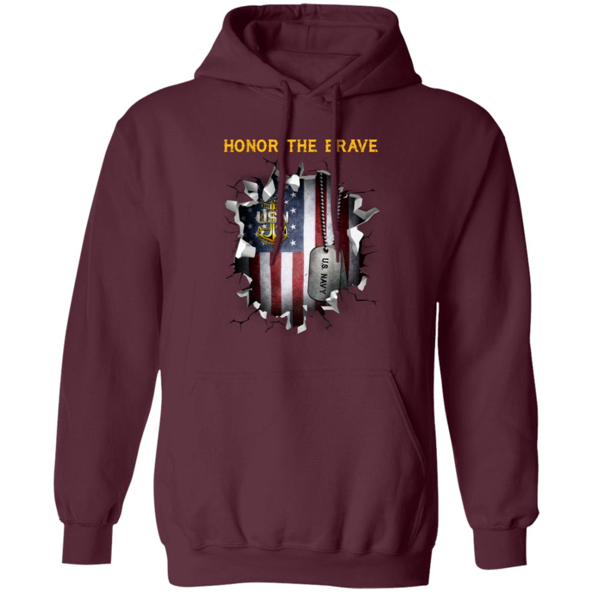 US Navy E-9 Master Chief Petty Officer Of The Navy E9 MCPON Senior Enlisted Advisor Collar Device - Honor The Brave Front Shirt