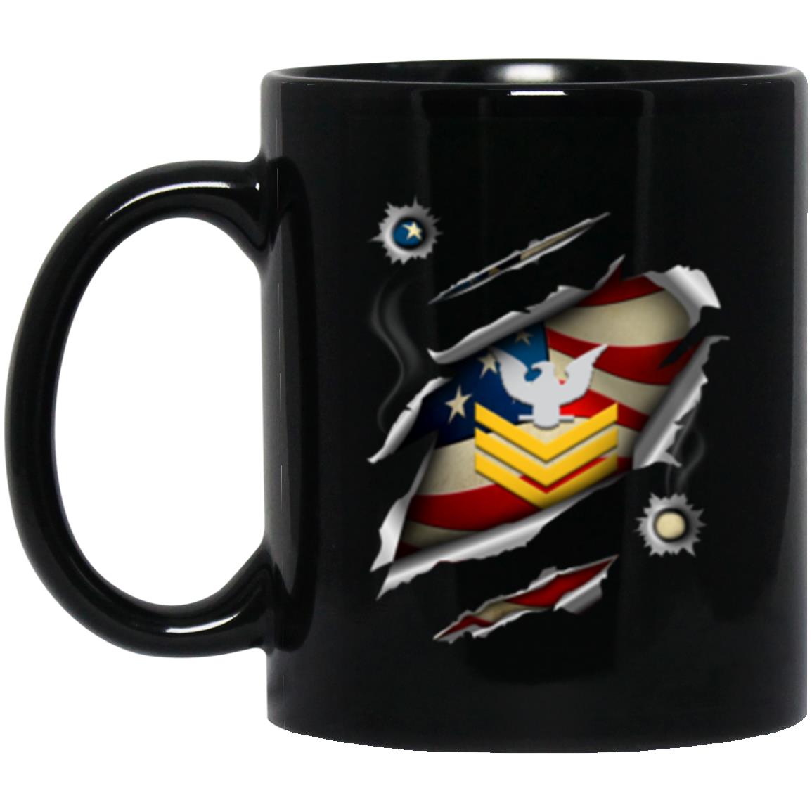 US Navy E-6 Petty Officer First Class E6 PO1 Gold Stripe Collar Device 11oz - 15oz Black Mug