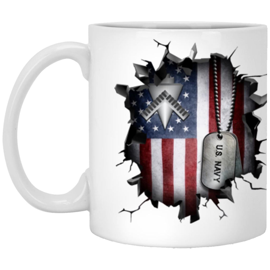 US Navy Builder Navy BU3D Break Effect 11oz - 15oz White Mug