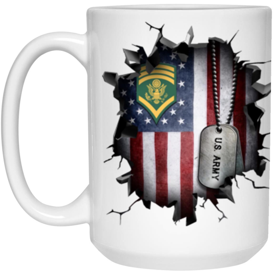 US Army E-8 SPC E8 Specialist Ranks 3D Break Effect 11oz - 15oz White Mug