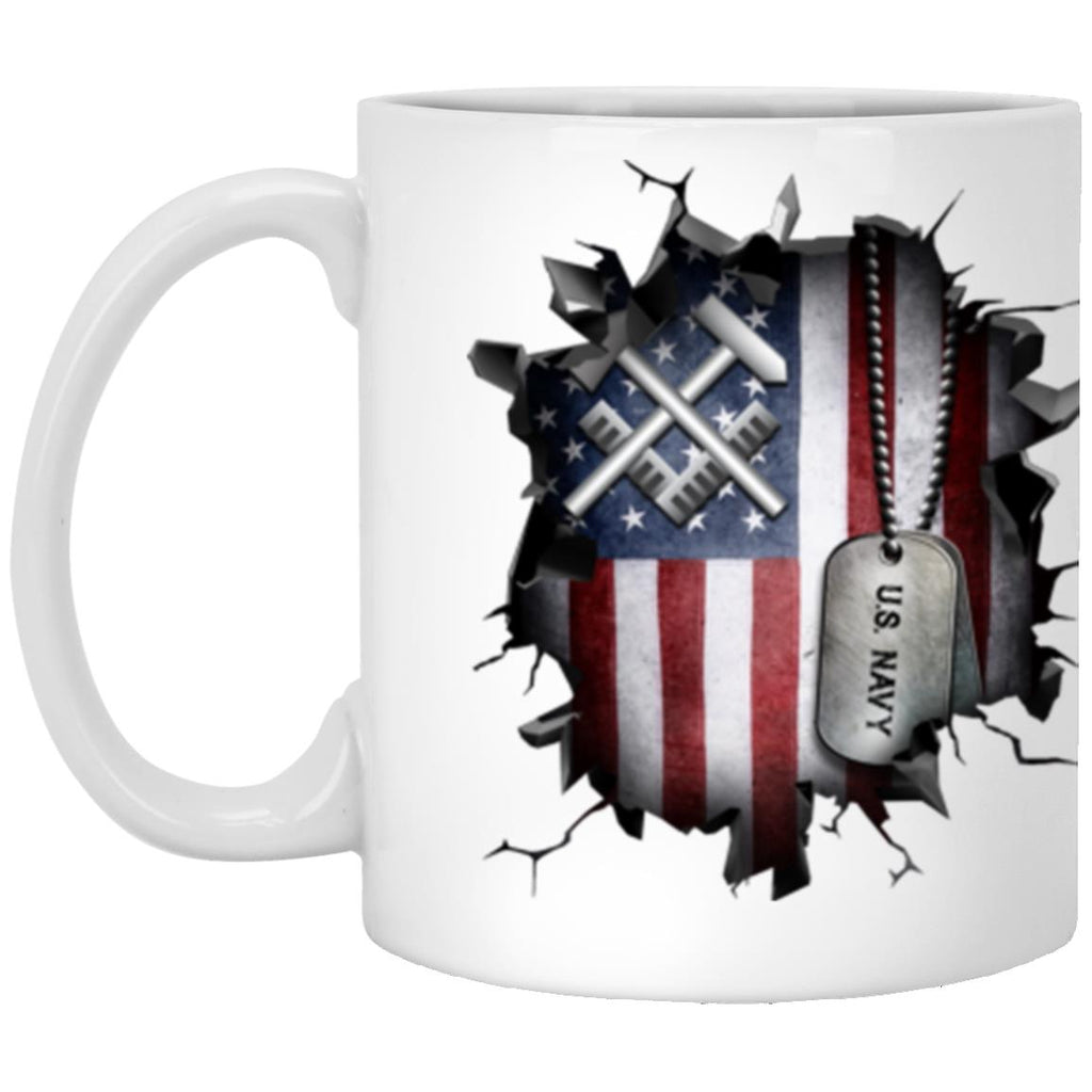 US Navy Hull Maintenance Technician Navy HT 3D Break Effect 11oz - 15oz White Mug