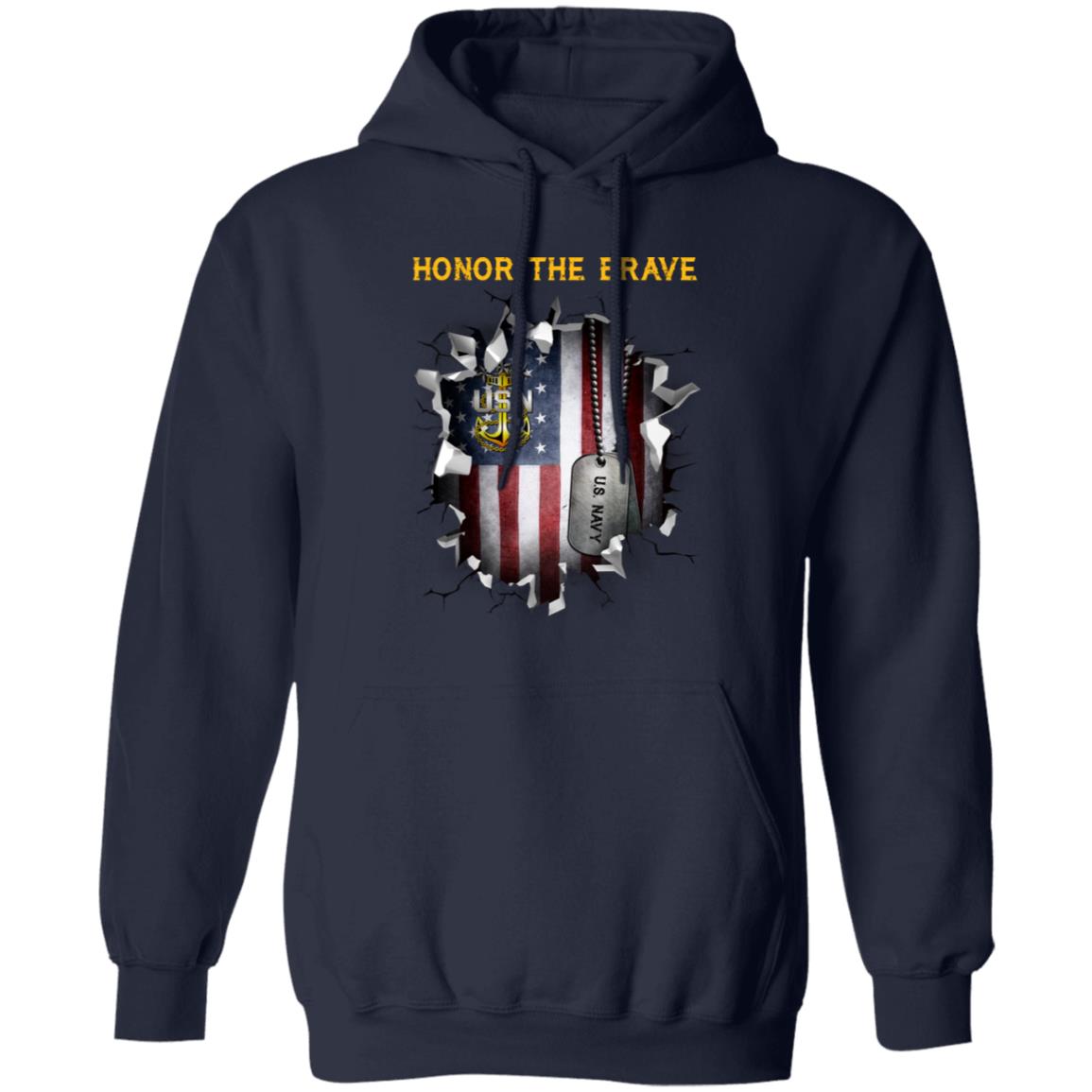 US Navy E-9 Master Chief Petty Officer Of The Navy E9 MCPON Senior Enlisted Advisor Collar Device - Honor The Brave Front Shirt