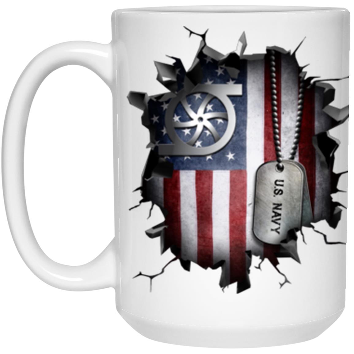 US Navy Gas Turbine Systems Technician Navy GS 3D Break Effect 11oz - 15oz White Mug