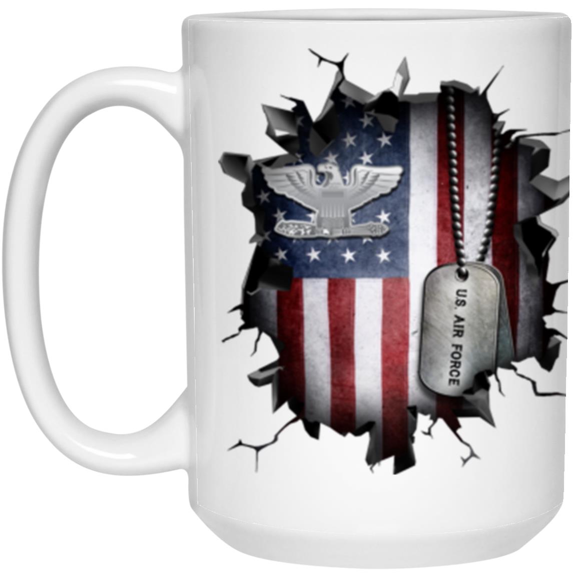 US Air Force O-6 Colonel Col O6 Field Officer Ranks 3D Break Effect Coffee Mug 11oz - 15oz White Mug