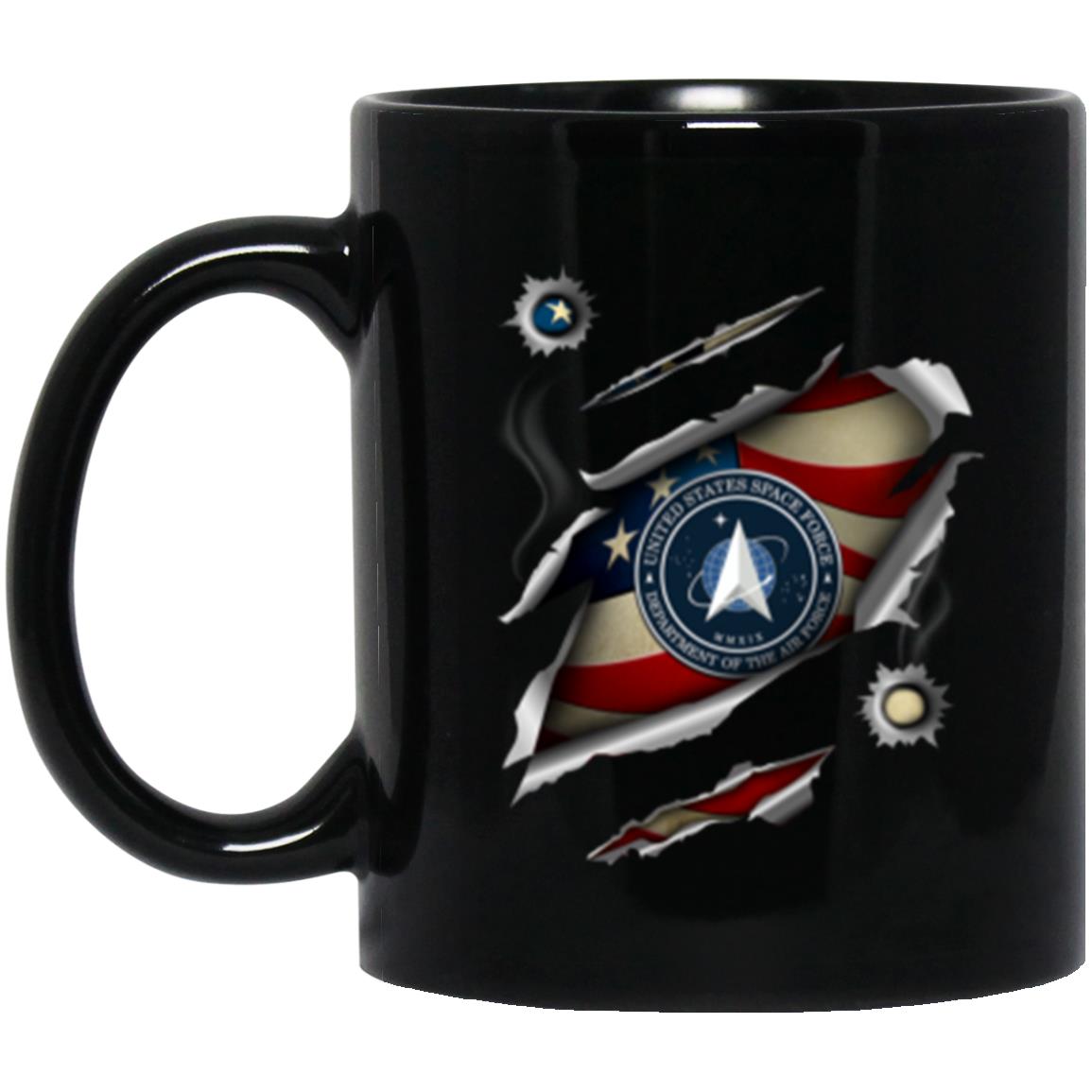 US Seal of the United States Space Force 3D Bullet Holes Effect 11oz - 15oz Black Mug