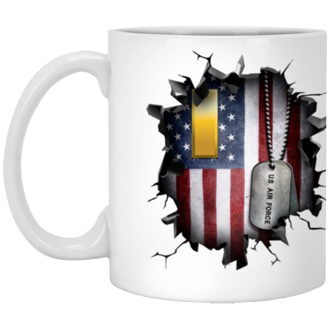 US Air Force O-1 Second Lieutenant 2d Lt O1 Commissioned Officer Ranks 3D Break Effect Coffee Mug 11oz - 15oz White Mug