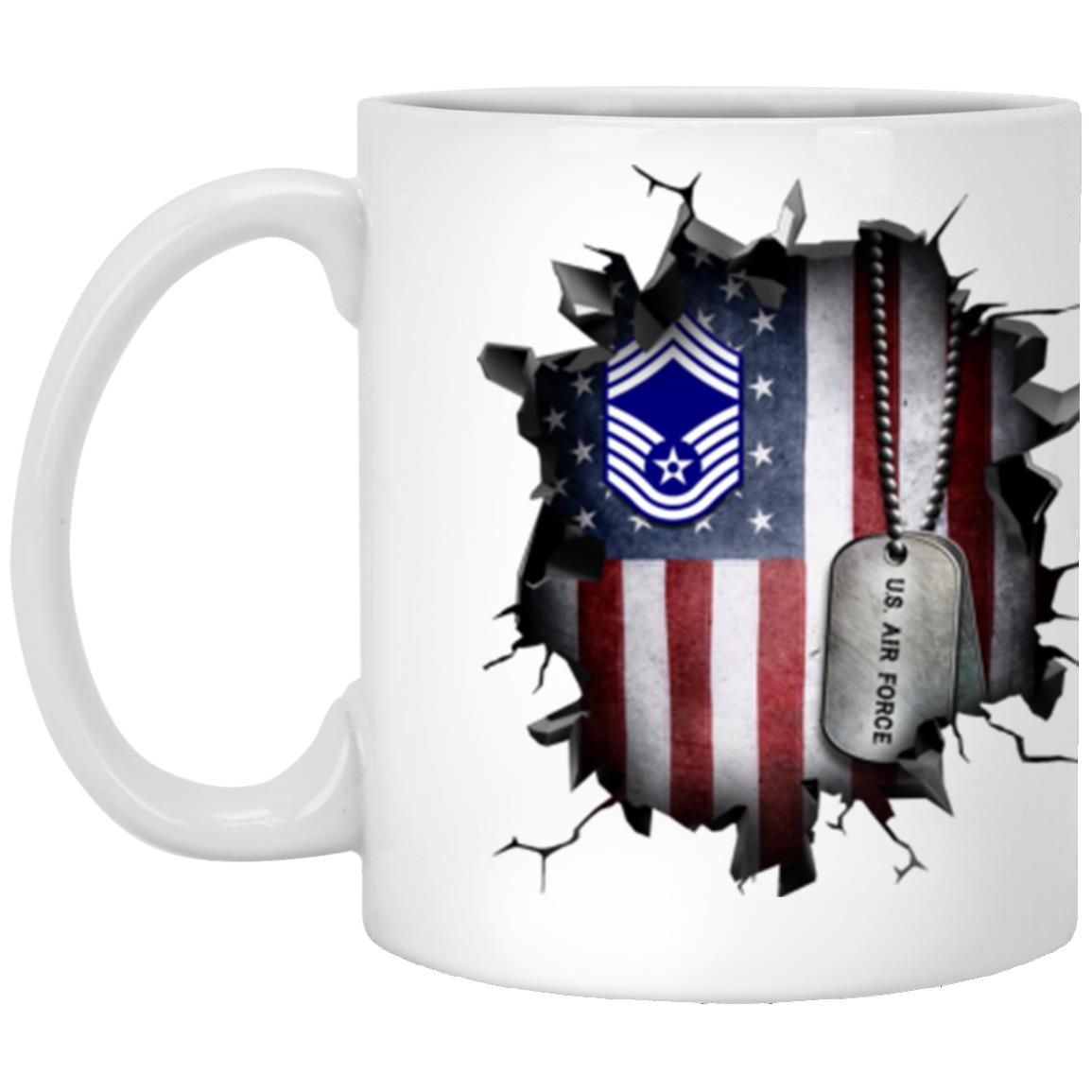 US Air Force E-9 Chief Master Sergeant CMSgt E9 Noncommissioned Officer AF Ranks 3D Break Effect Coffee Mug 11oz - 15oz White Mug