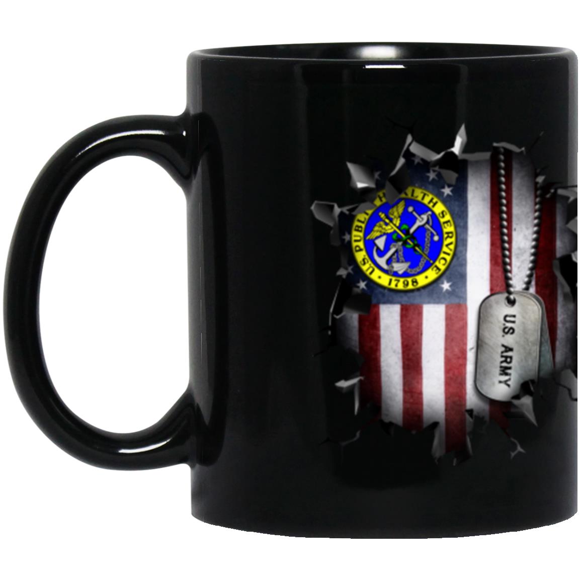 US Army Public Health Service 3D Break Effect 11oz - 15oz Black Mug