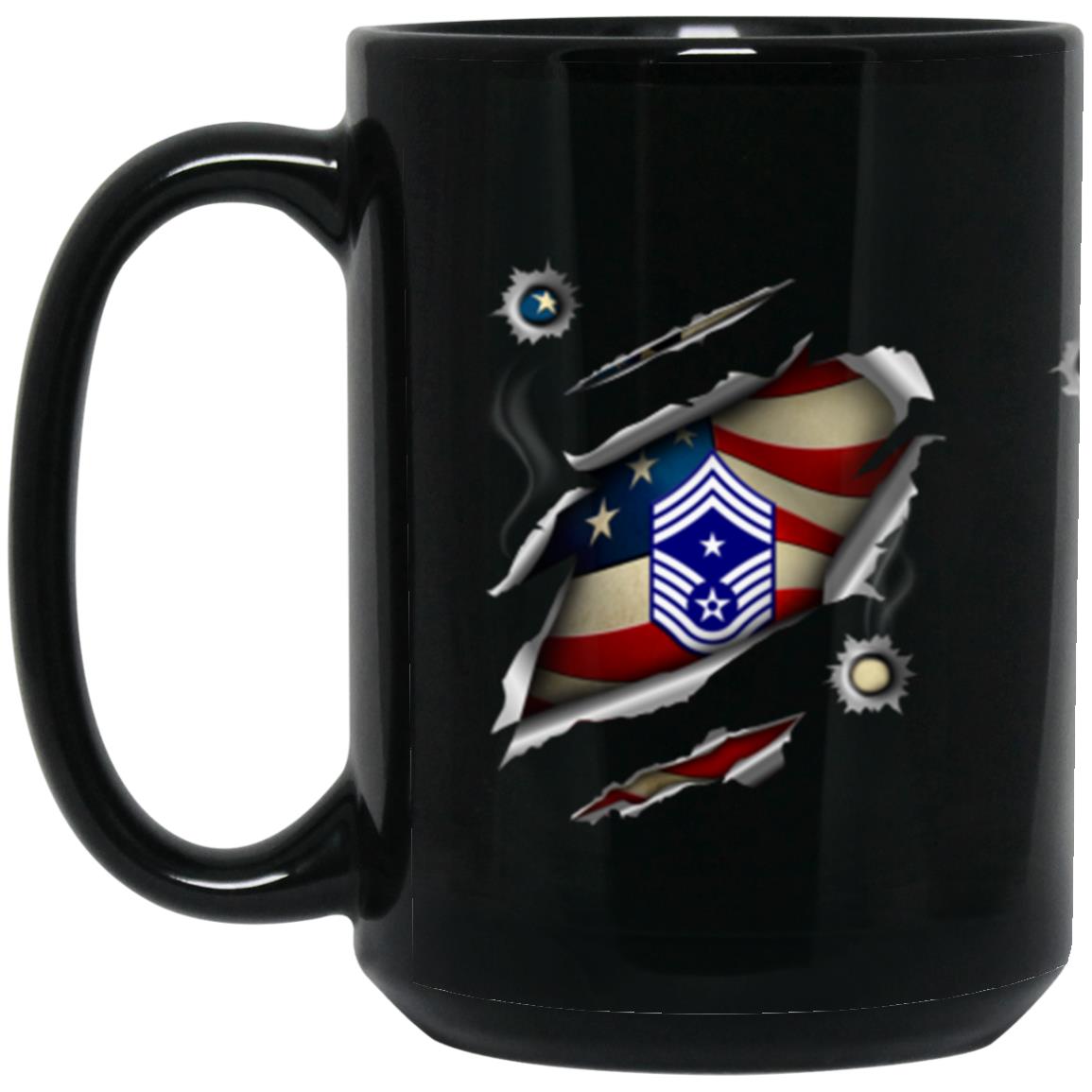 US Air Force E-9 Command Chief Master Sergeant CCM E9 Noncommissioned Officer Ranks 11oz - 15oz Black Mug