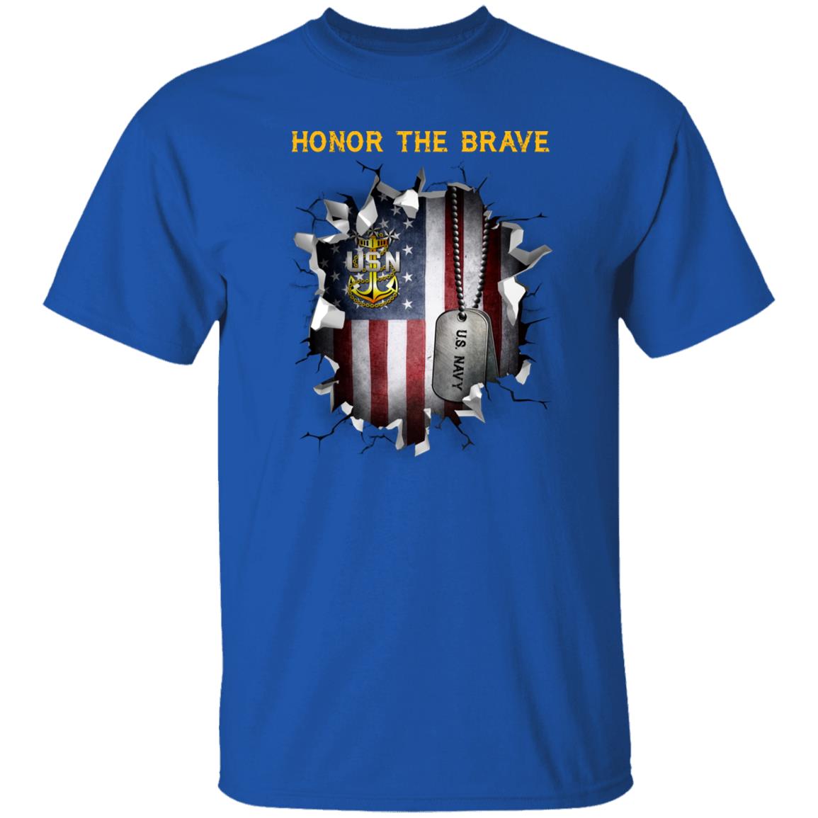 US Navy E-9 Master Chief Petty Officer Of The Navy E9 MCPON Senior Enlisted Advisor Collar Device - Honor The Brave Front Shirt