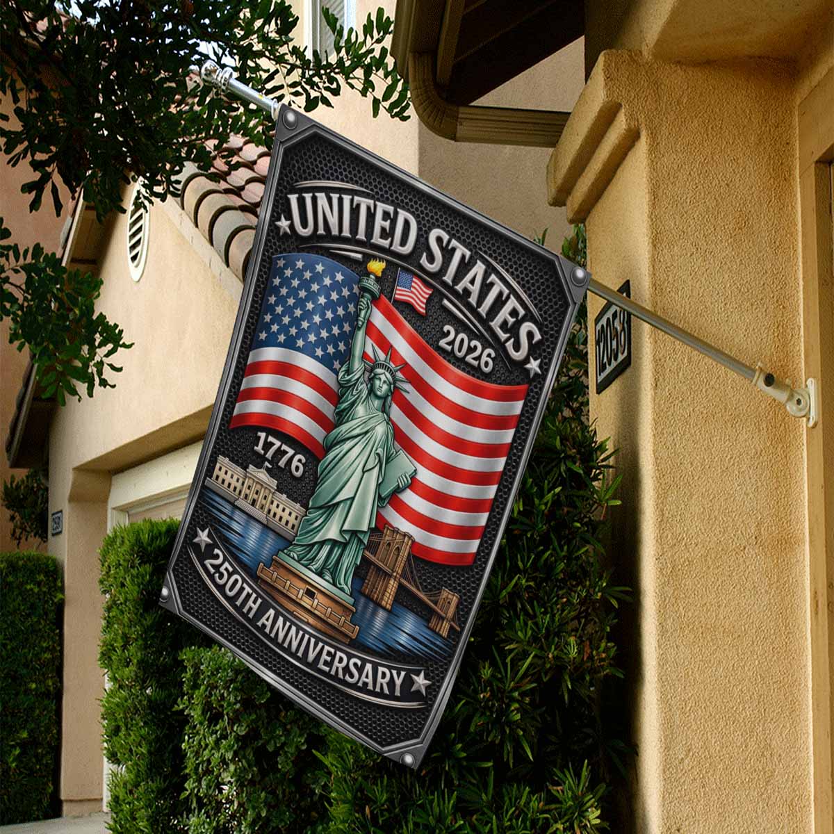 America 250 House Flag Statue of Liberty Patriotic USA 1776-2026 Decor