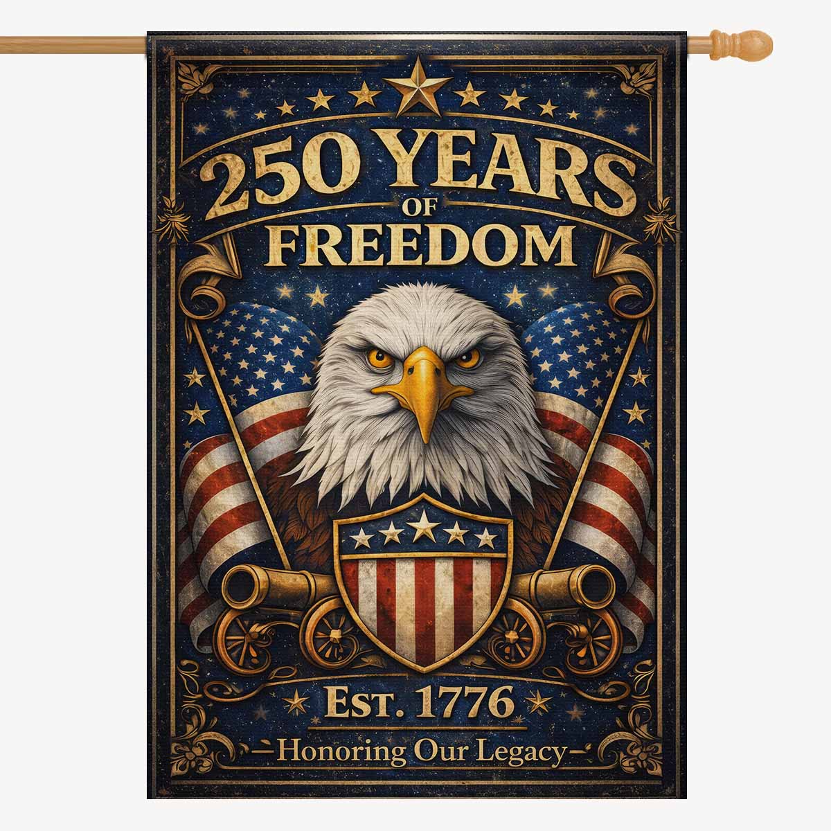 250 Years of American Freedom House Flag ΓÇô Est 1776 Anniversary Decor