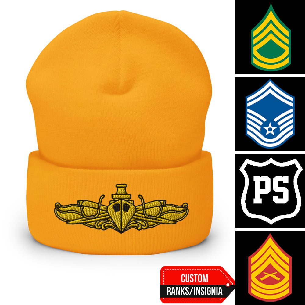 Custom US Military Ranks/Insignia Embroidered Beanie