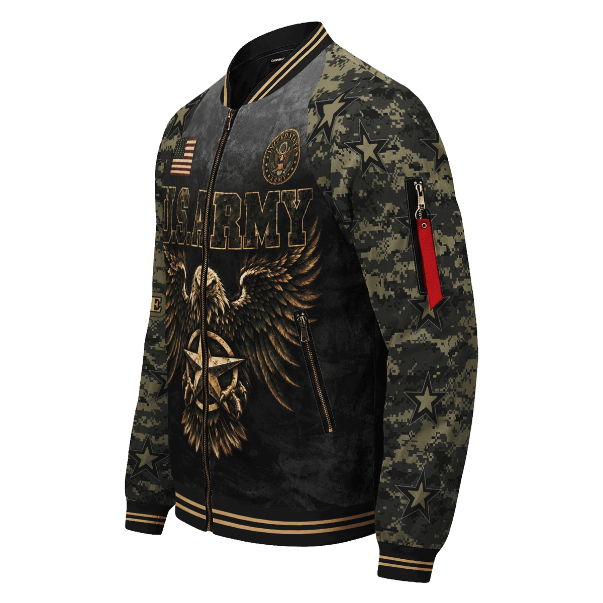 Personalized Army Soldier Bomber Jacket Custom Text Rank Service Gift
