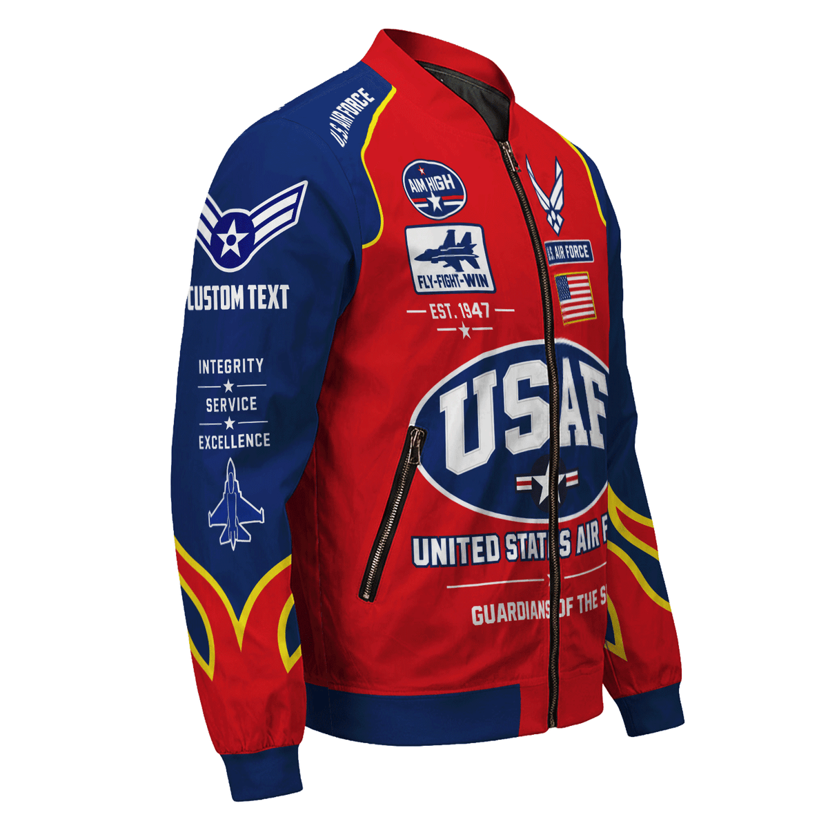 Air Force Service Member Bomber Jacket Custom Name Rank Personalized Gift