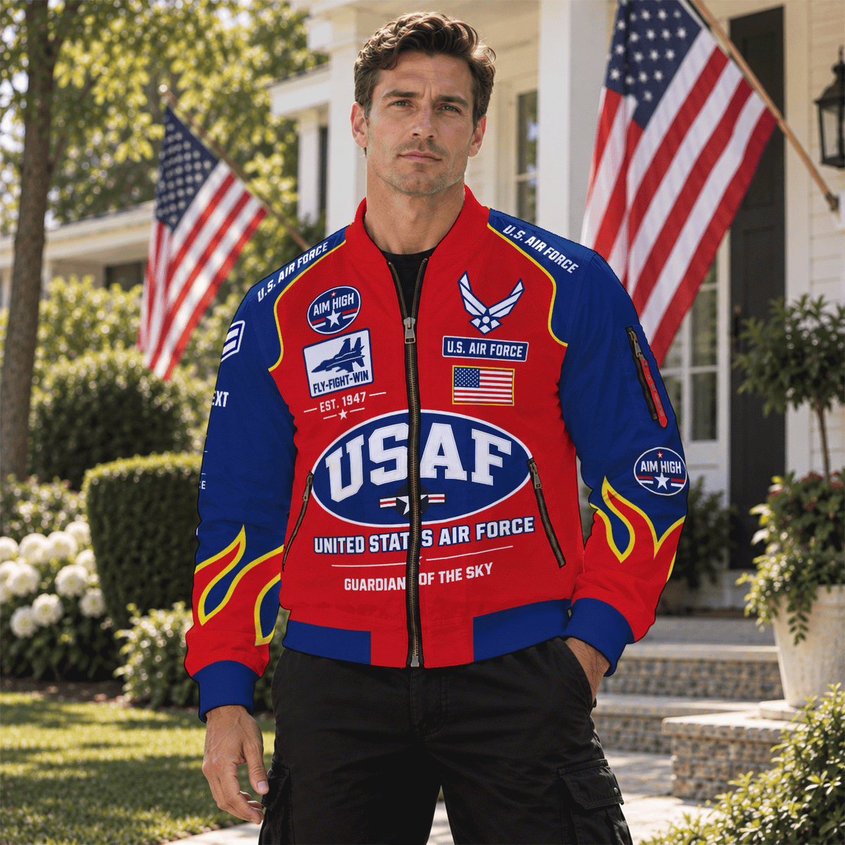 Air Force Service Member Bomber Jacket Custom Name Rank Personalized Gift
