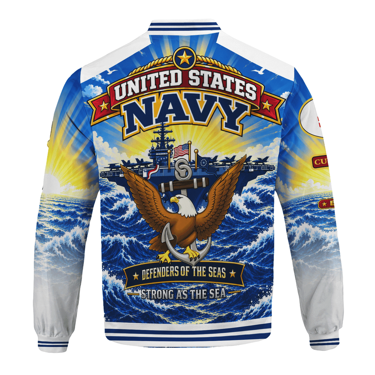 Personalized Navy Fleet Bomber Jacket Custom Military Rank & Service Text