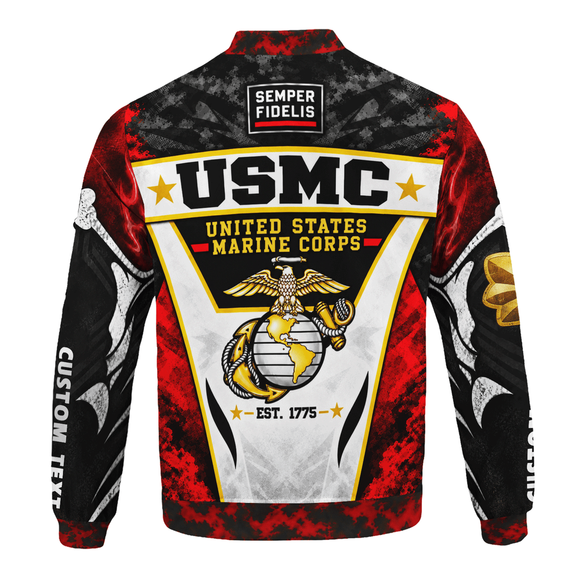 Custom USMC Veteran Bomber Jacket Personalized Name Rank Marine Gift