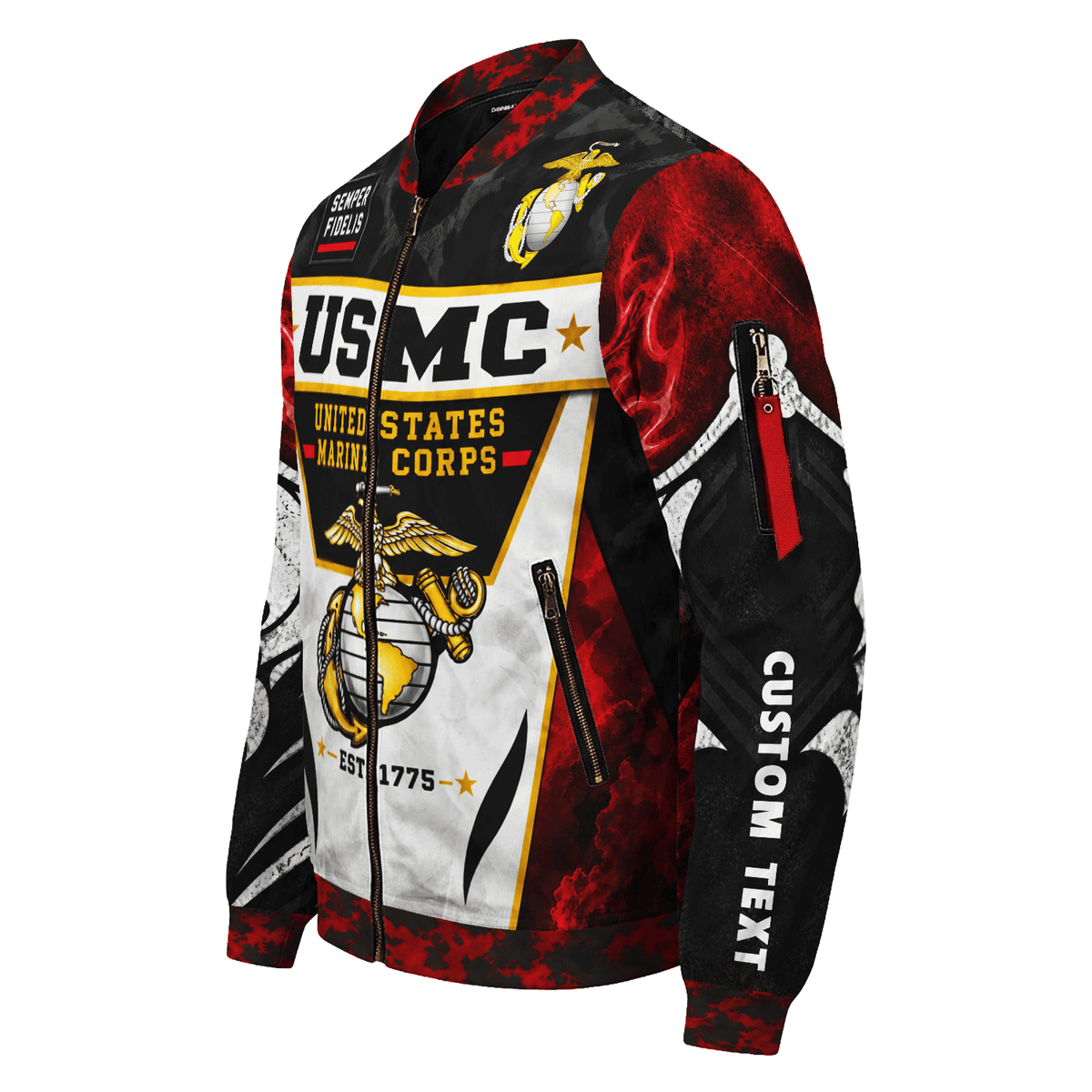 Custom USMC Veteran Bomber Jacket Personalized Name Rank Marine Gift