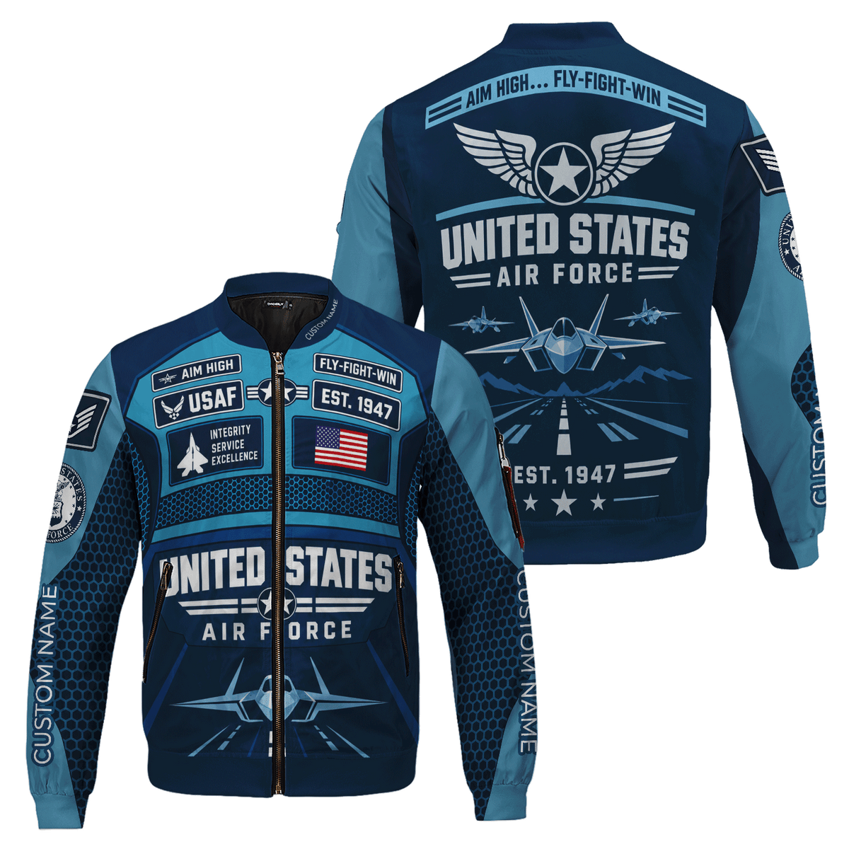 Custom USAF Bomber Jacket Personalized Military Rank Name Airman Gift