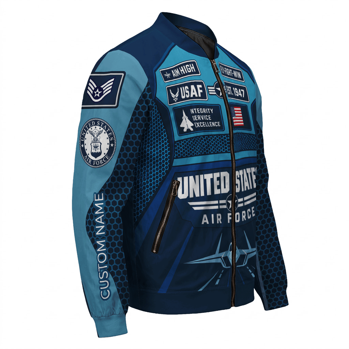 Custom USAF Bomber Jacket Personalized Military Rank Name Airman Gift