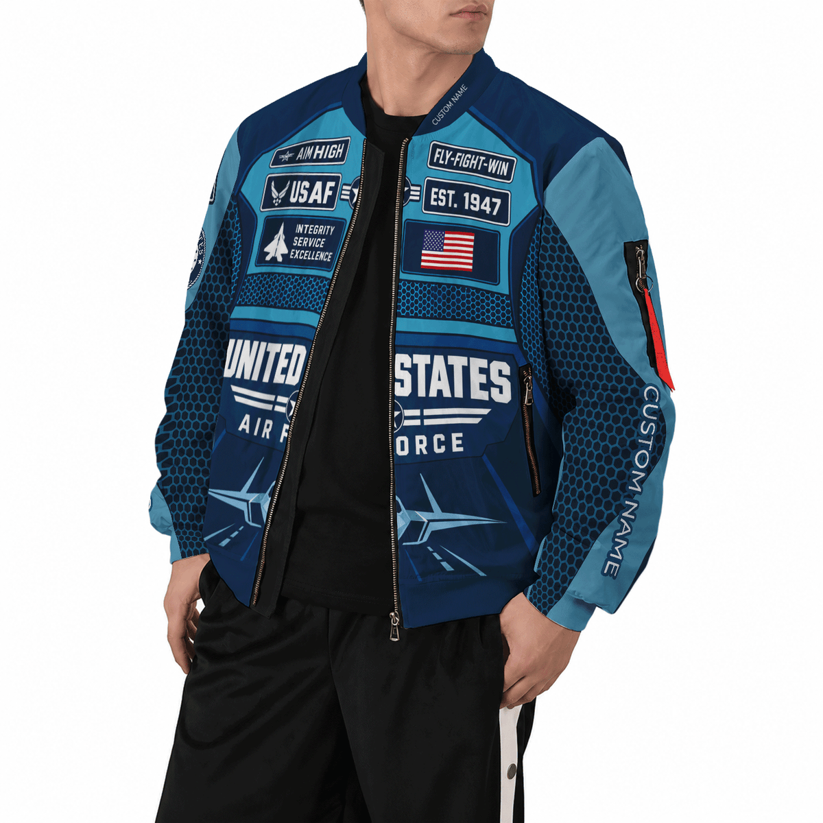 Custom USAF Bomber Jacket Personalized Military Rank Name Airman Gift